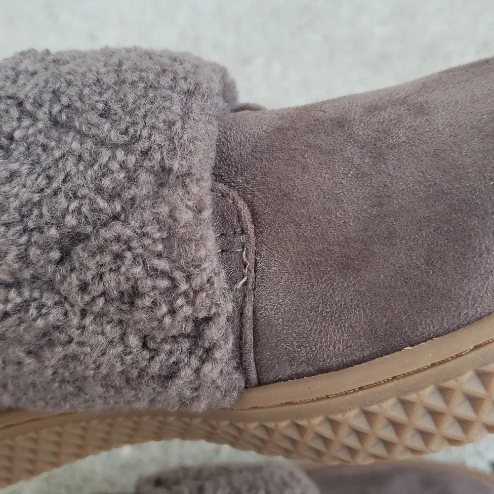 Aerosoles Wave Ebbie Sherpa Low Top Ankle Boots Sneaker Medium Taupe Size 7.5